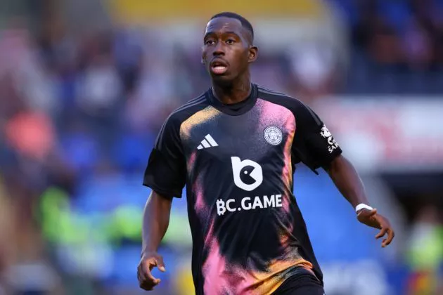 Boubakary Soumare of Leicester City looks on during the pre-season friendly match between Shrewsbury Town and Leicester City at Croud Meadow on July 23, 2024 in Cheltenham, England.