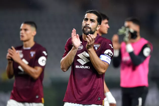 Ricardo Rodriguez of Torino applauds the fans following the Serie A TIM match between Torino FC and Hellas Verona FC at Stadio Olimpico di Torino on October 02, 2023 in Turin, Italy.