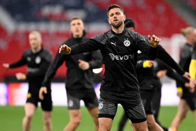 Niclas Fuellkrug takes part in a training session at Wembley stadium, in London, on May 31, 2024 on the eve of their UEFA Champions League final football match against Real Madrid.