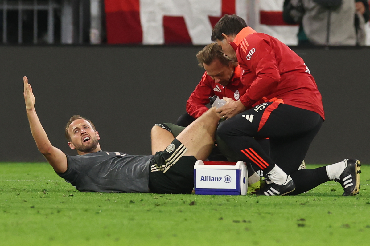 Bayern Munich's Harry Kane injured his ankle on Saturday. (Photo by Alexander Hassenstein/Getty Images)