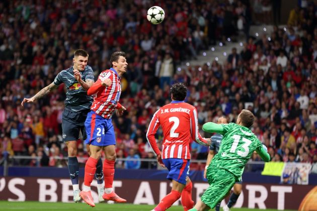 Benjamin Sesko scores against Atletico Madrid