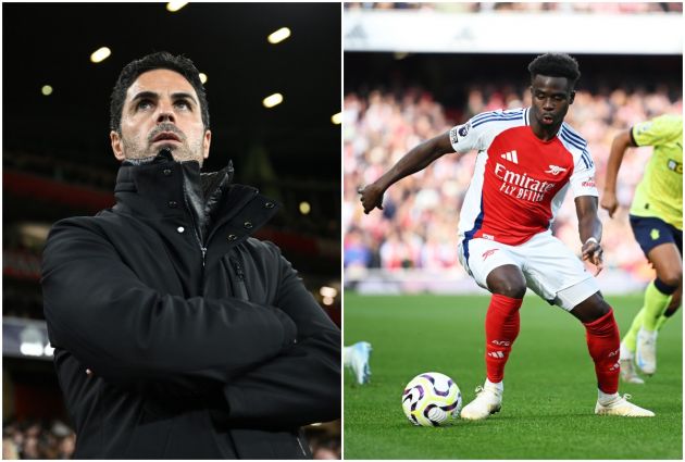 Arsenal manager Mikel Arteta, and Bukayo Saka