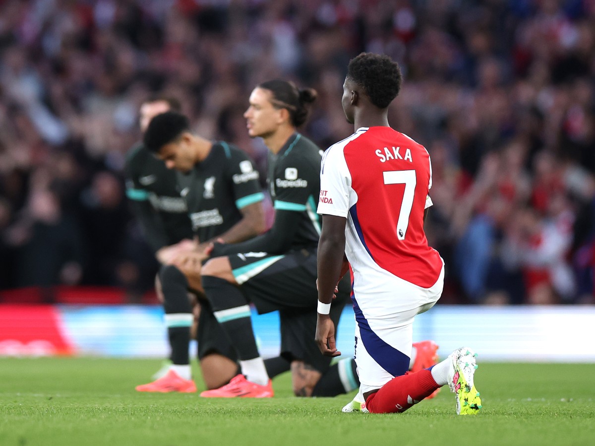 Bukayo Saka before Arsenal's game against Liverpool