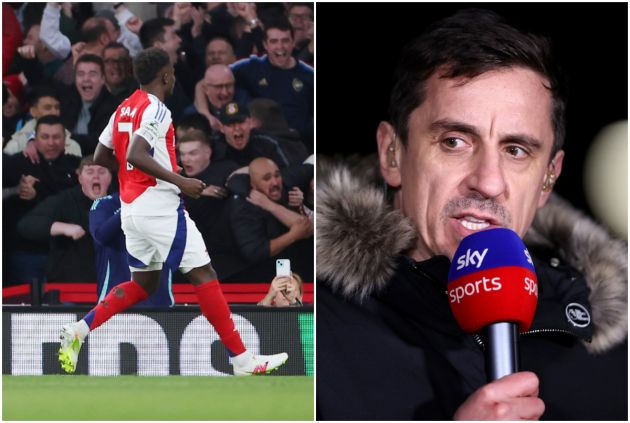 Gary Neville has blamed Virgil van Dijk for the Bukayo Saka goal