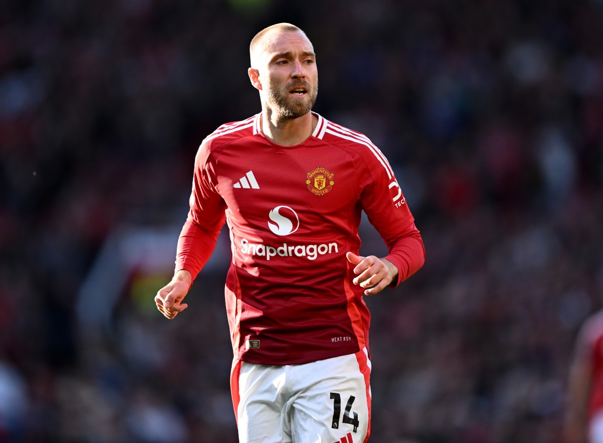 Christian Eriksen in action for Manchester United against Brentford