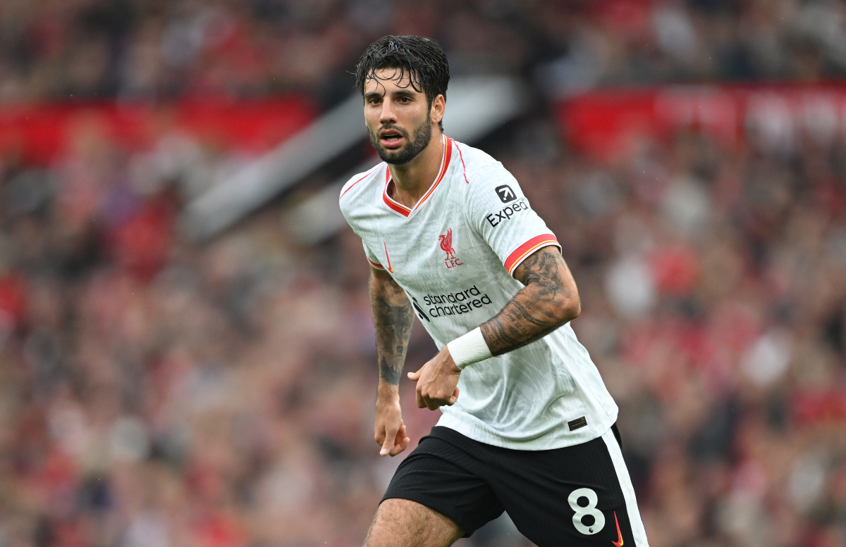 Liverpool's Dominik Szoboszlai in action. (Photo by Michael Regan/Getty Images)