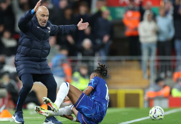 Enzo Maresca during Chelsea's defeat to Liverpool