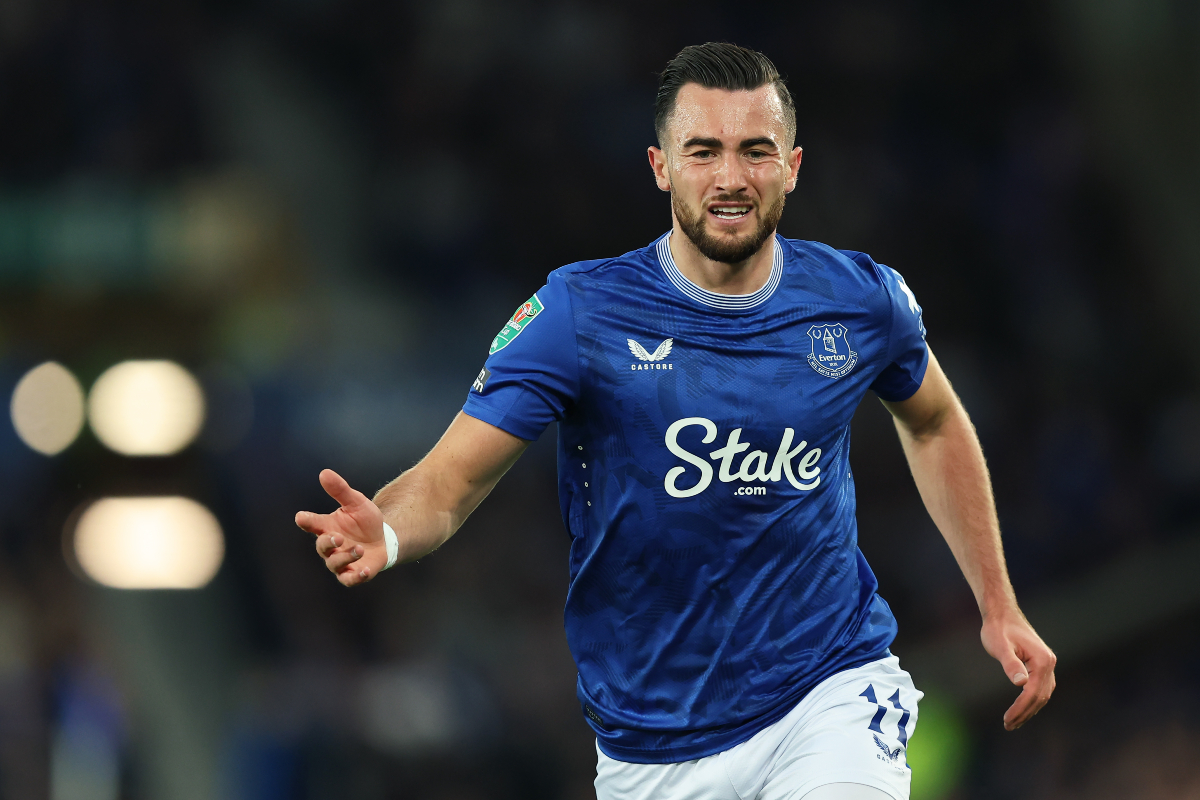 Leeds United star Jack Harrison in action for Everton