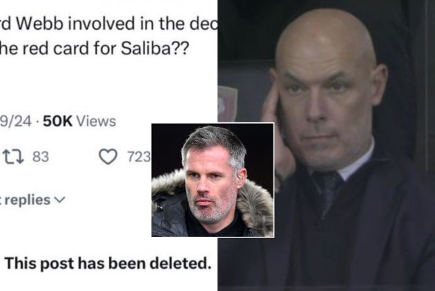 Jamie Carragher posted about the William Saliba red card