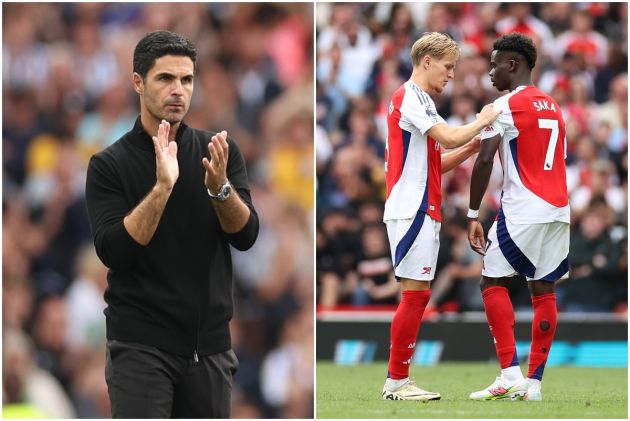 Mikel Arteta, Martin Odegaard and Bukayo Saka