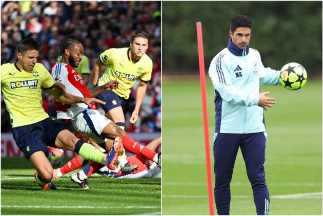 Raheem Sterling and Mikel Arteta