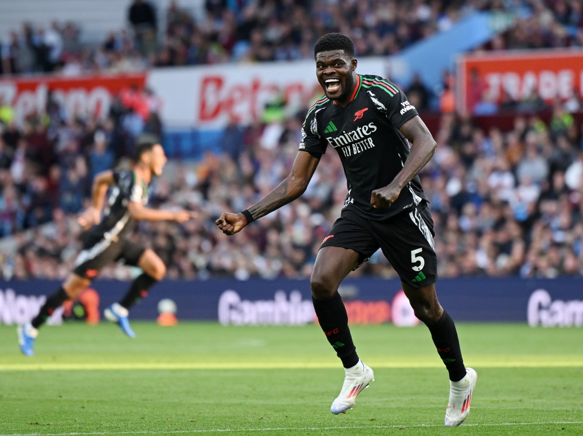 Thomas Partey celebrates a goal for Arsenal