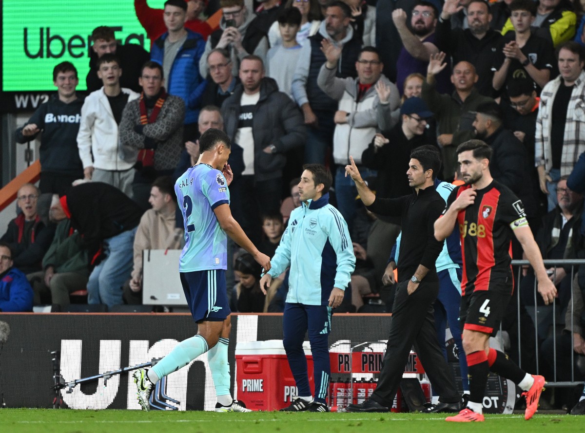 William Saliba was sent off in Arsenal's defeat to Bournemouth