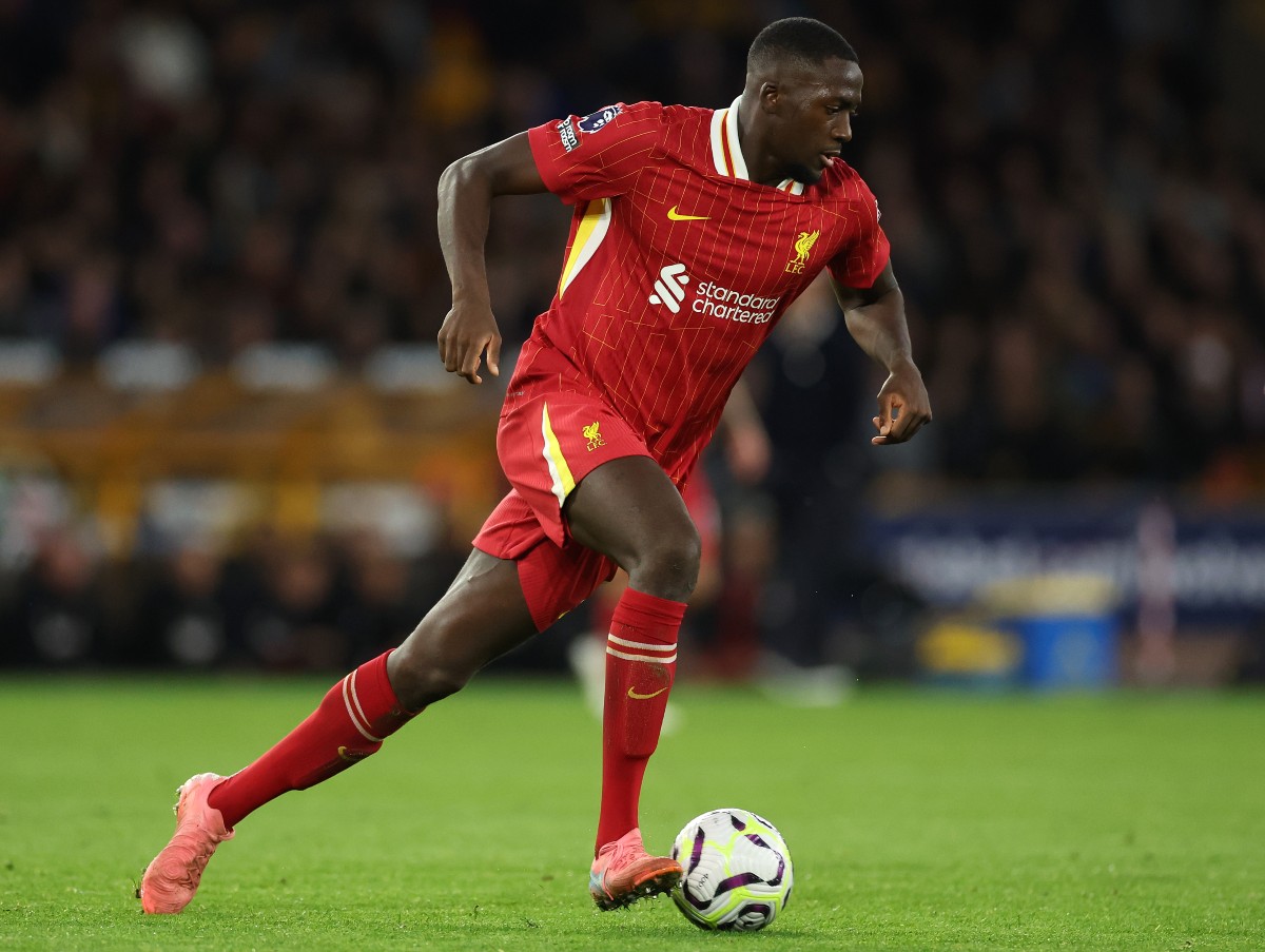 Ibrahima Konate in action for Liverpool