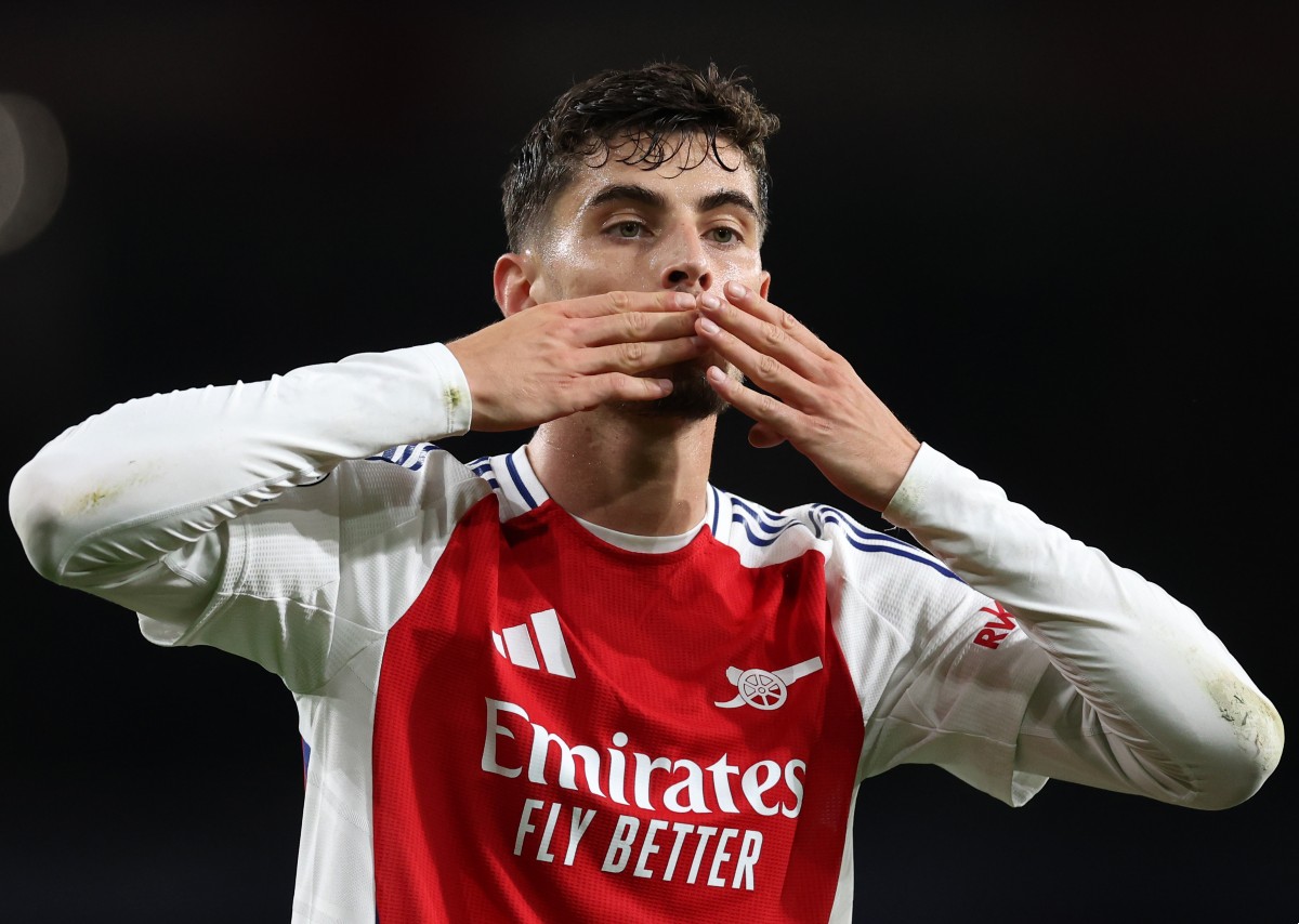 Kai Havertz celebrates a goal for Arsenal