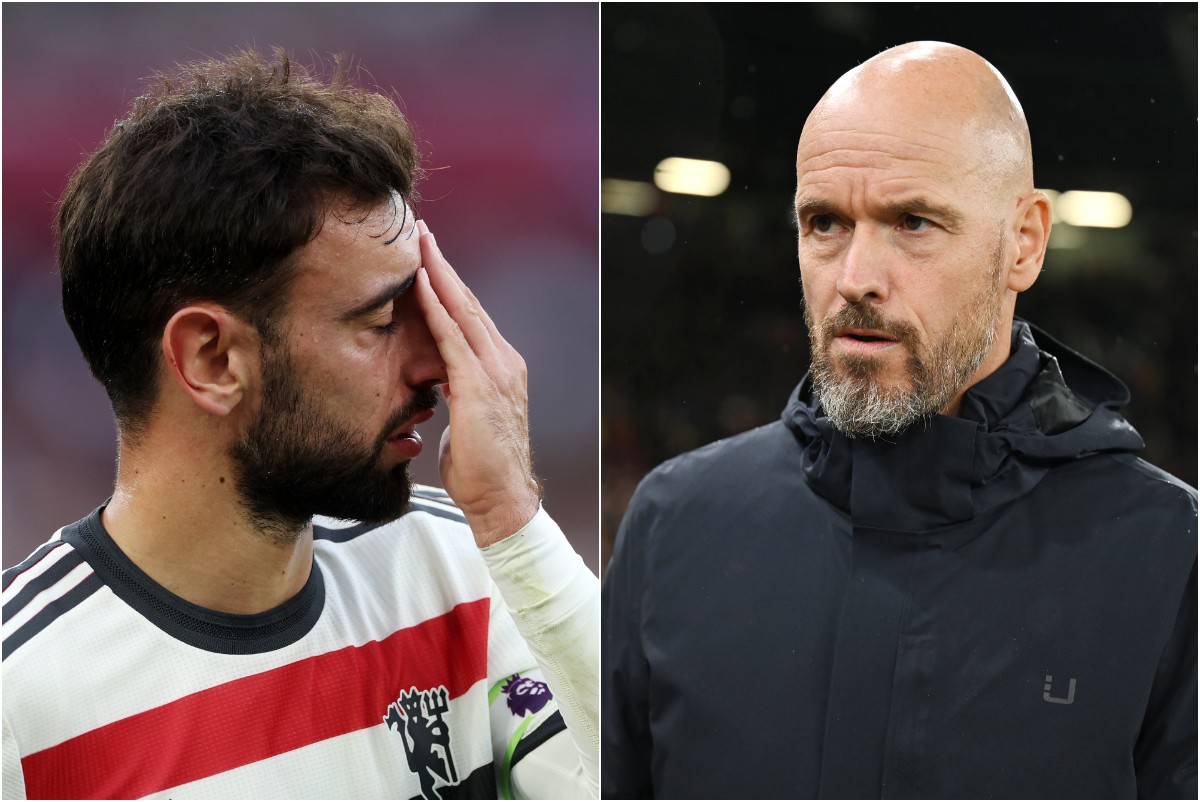 Bruno Fernandes and Erik ten Hag