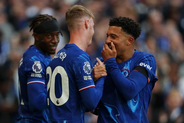 Jadon Sancho with his Chelsea teammates