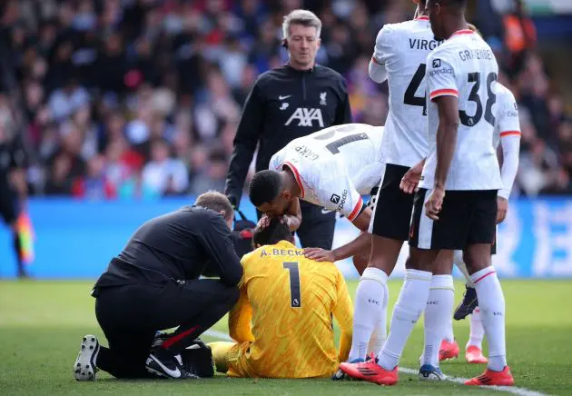 Alisson injured his hamstring against Crystal Palace.