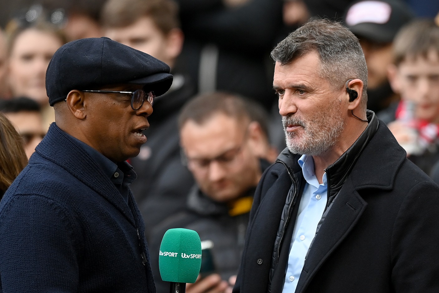 Football pundits Ian Wright and Roy Keane