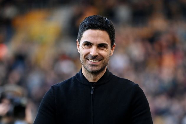 WOLVERHAMPTON, ENGLAND - APRIL 20: Mikel Arteta, Manager of Arsenal, looks on prior to the Premier League match between Wolverhampton Wanderers and Arsenal FC at Molineux on April 20, 2024 in Wolverhampton, England.