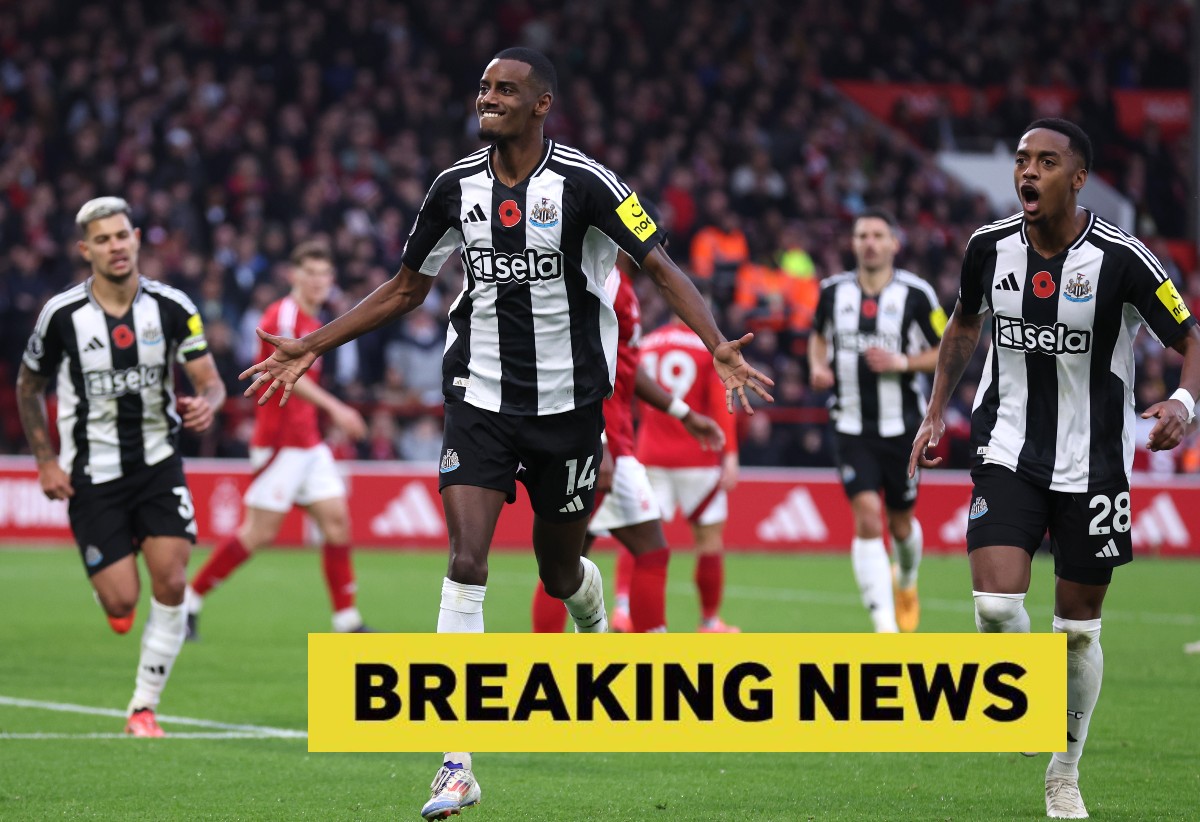 Alexander Isak celebrates scoring against Nottingham Forest