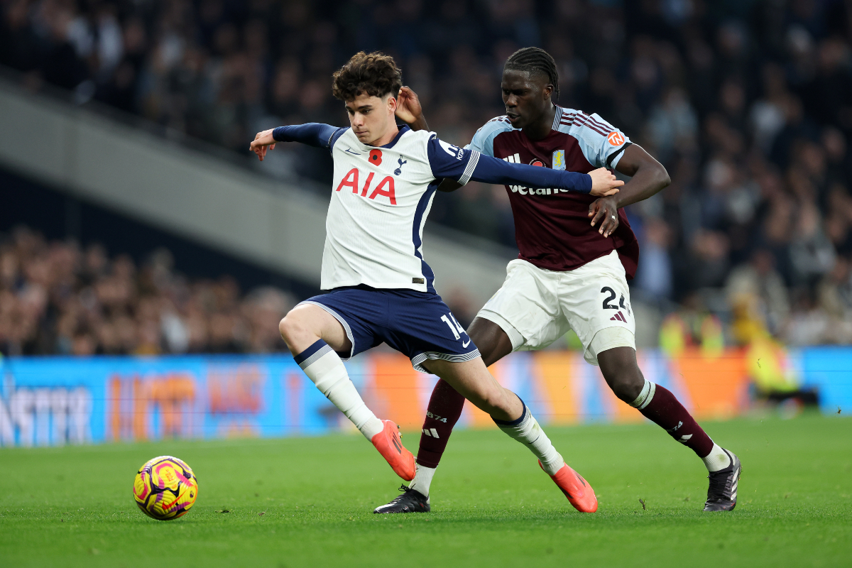 Archie Gray in action for Tottenham