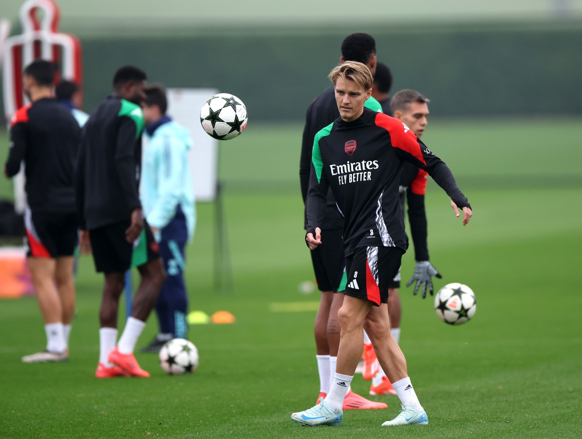 Martin Odegaard in Arsenal training