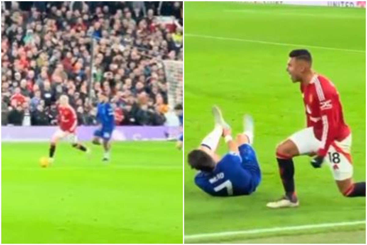 Casemiro snaps at Alejandro Garnacho during Manchester United's draw with Chelsea