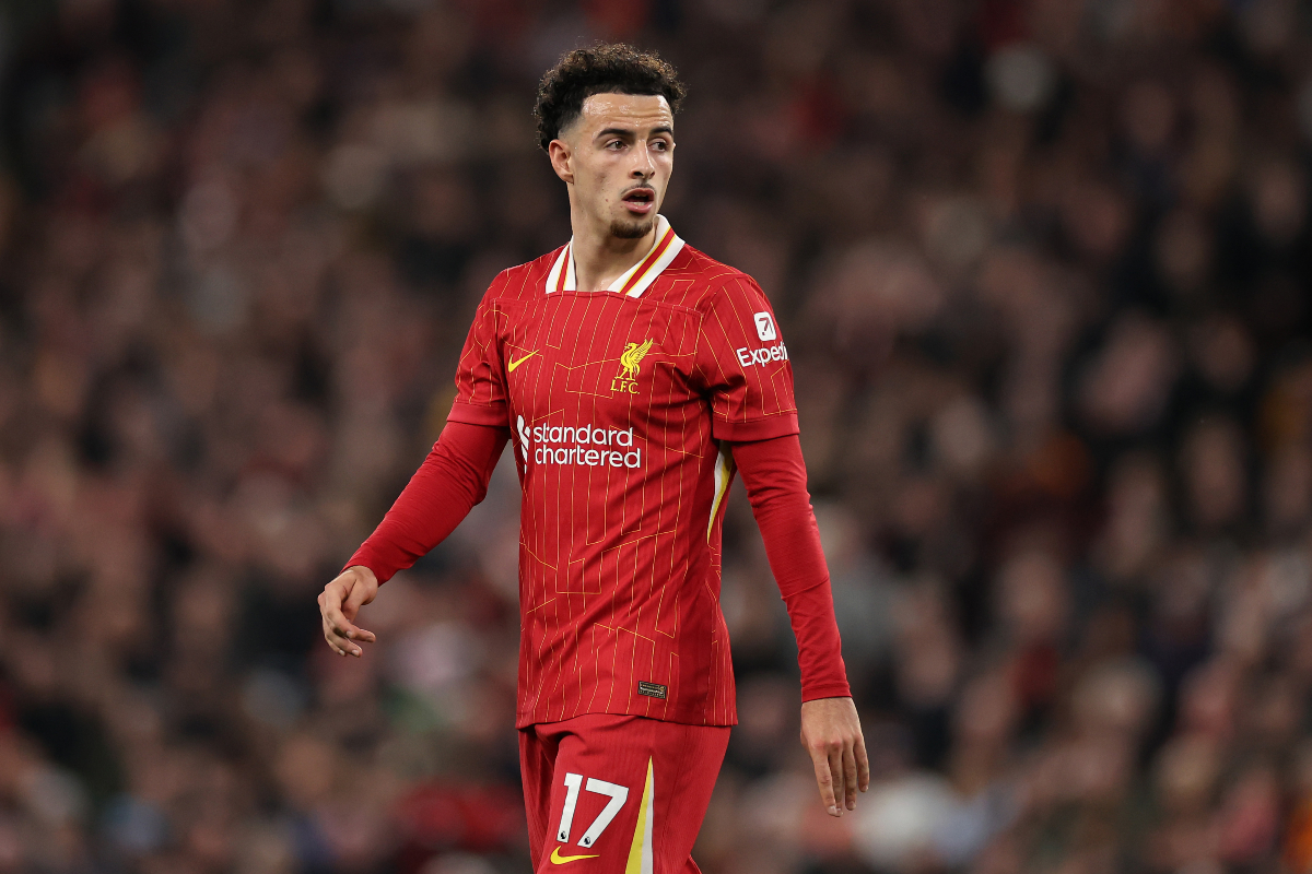 Liverpool midfielder Curtis Jones looks on. (Photo by Jan Kruger/Getty Images)