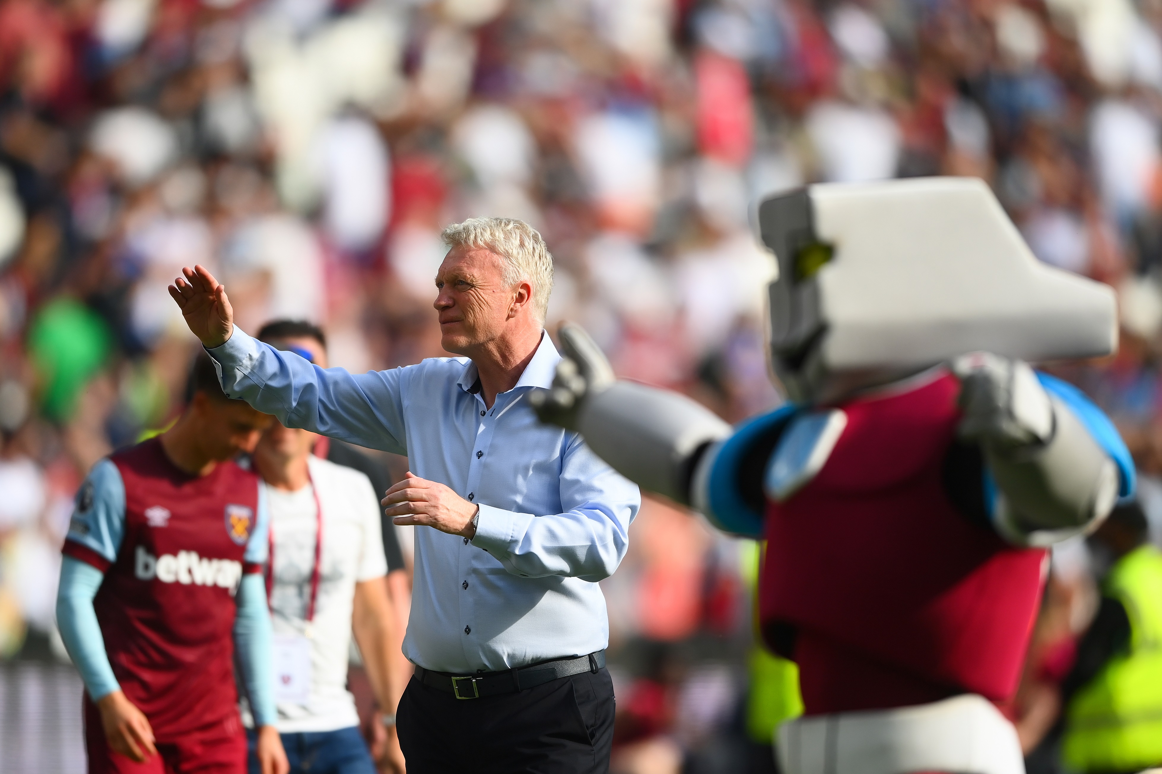 David Moyes waves goodbye to West Ham fans back in 2023/24.