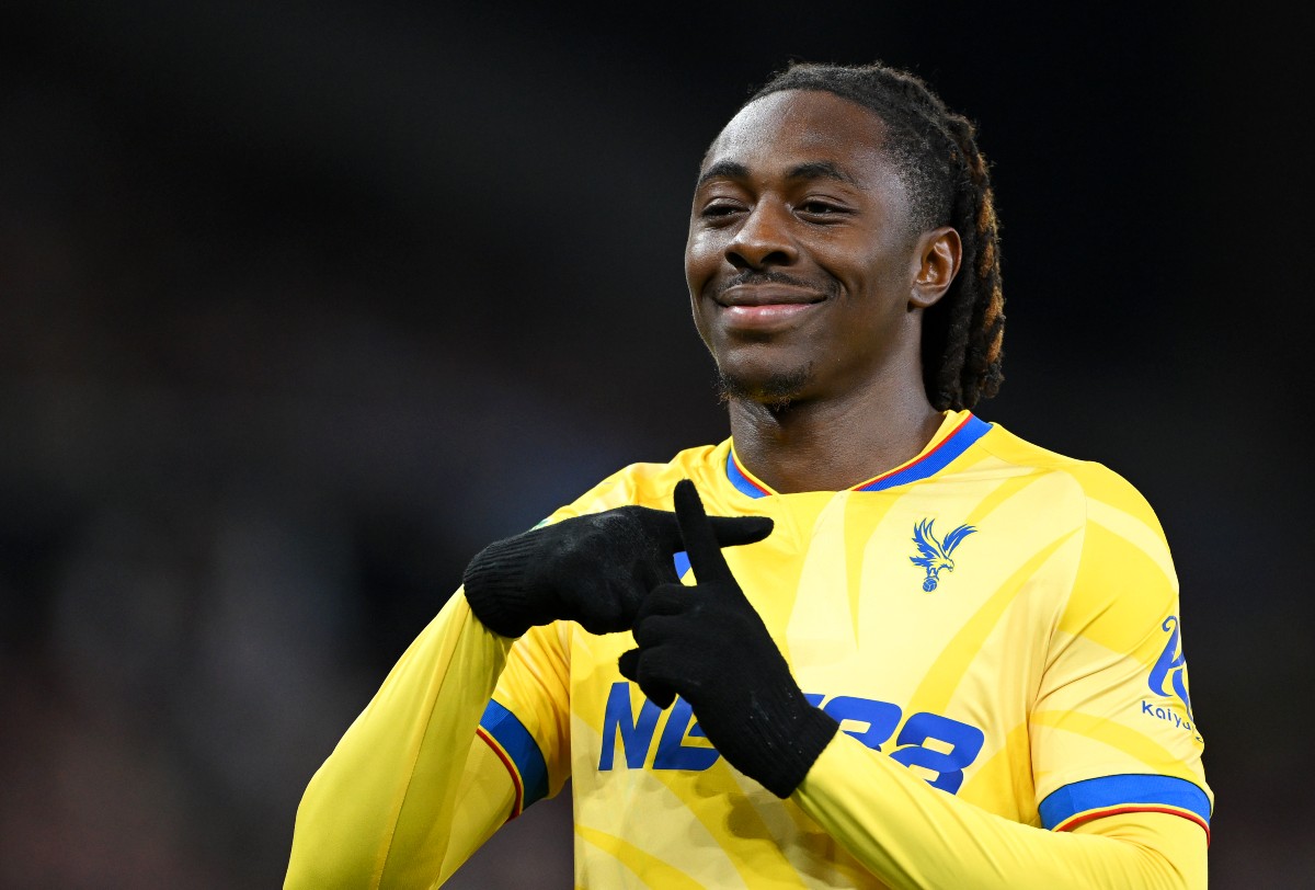 Eberechi Eze celebrates a goal for Crystal Palace