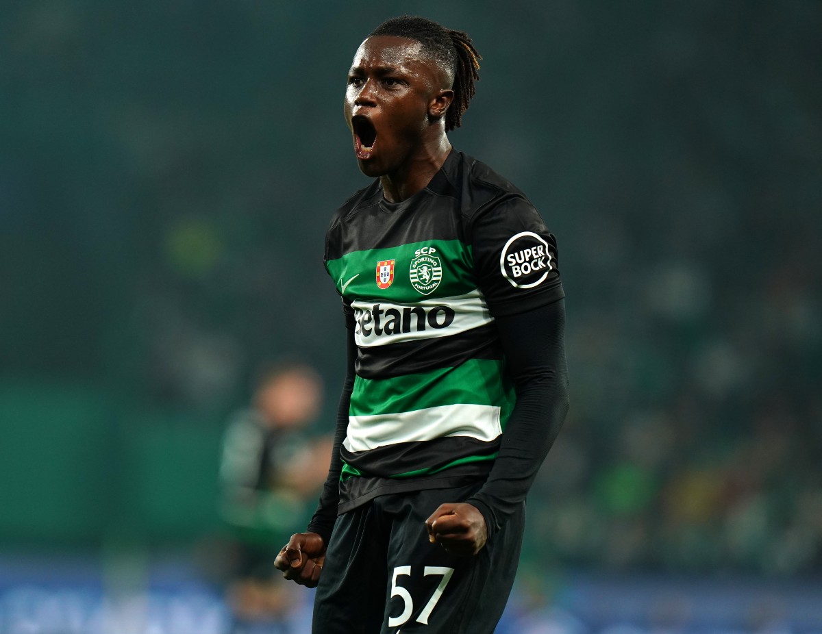 Geovany Quenda celebrates during Sporting's win over Man City