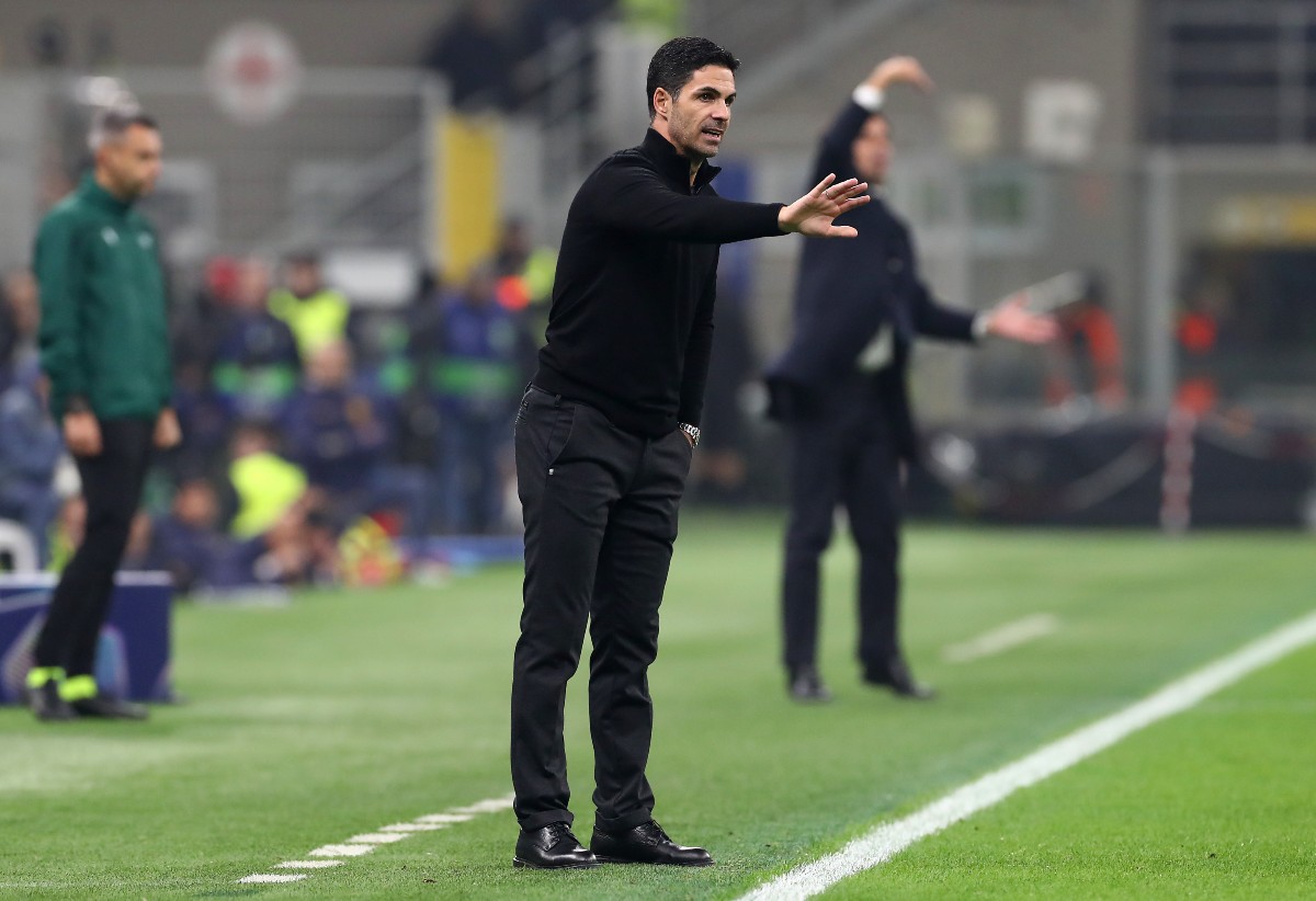 Mikel Arteta during Arsenal's defeat at Inter Milan