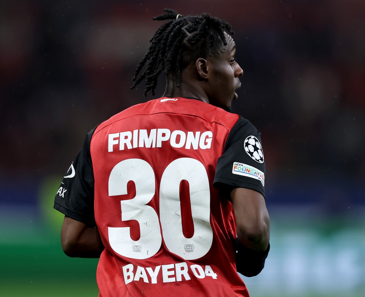 Jeremie Frimpong in action for Bayer Leverkusen