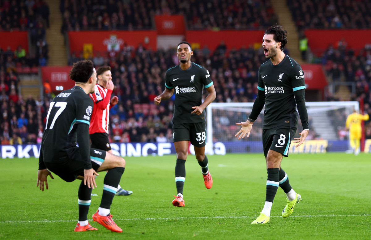 Dominik Szoboszlai celebrates Liverpool goal