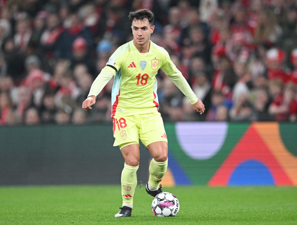 Martin Zubimendi in action for the Spanish national team