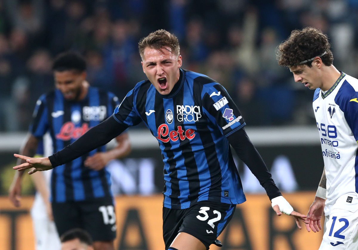 Mateo Retegui celebrates a goal for Atalanta