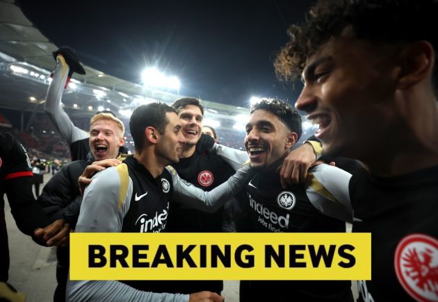 Omar Marmoush celebrates a goal for Eintracht Frankfurt