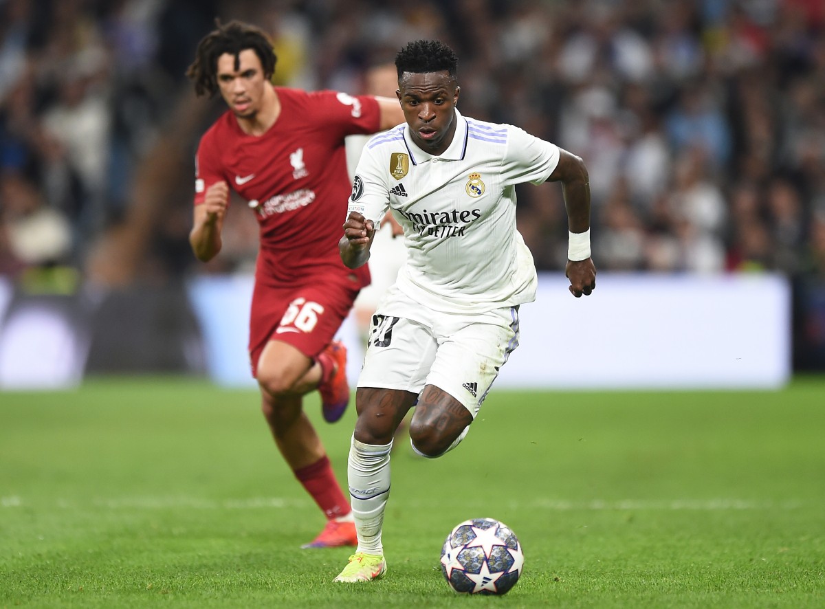 Vinicius Junior in action for Real Madrid against Liverpool in 2023