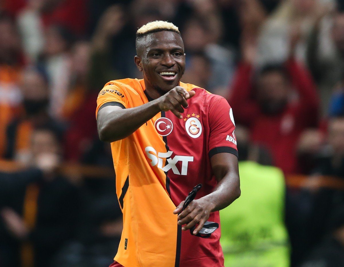 Victor Osimhen celebrates a goal for Galatasaray