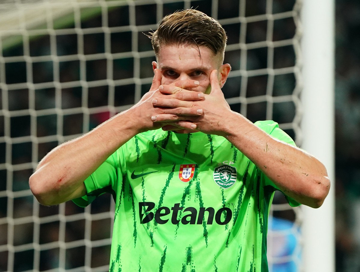 Viktor Gyokeres celebrates a goal for Sporting Lisbon