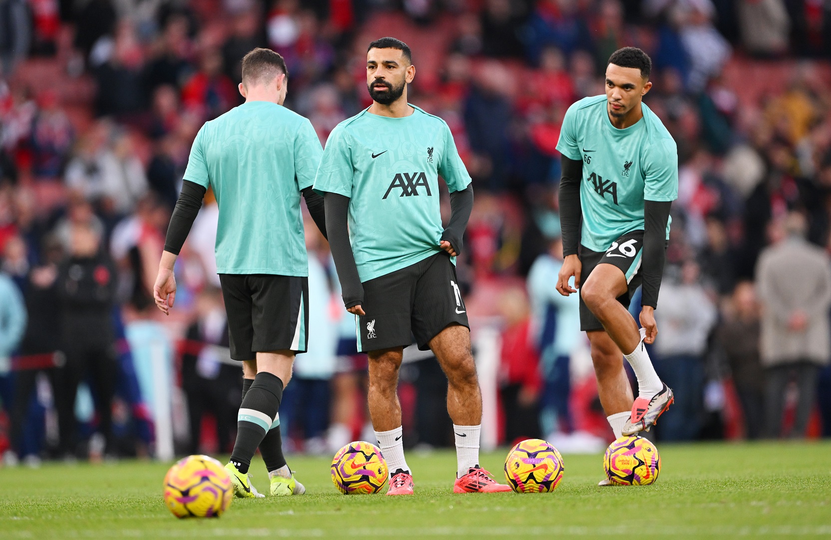 Mohamed Salah and Trent Alexander-Arnold in Liverpool training