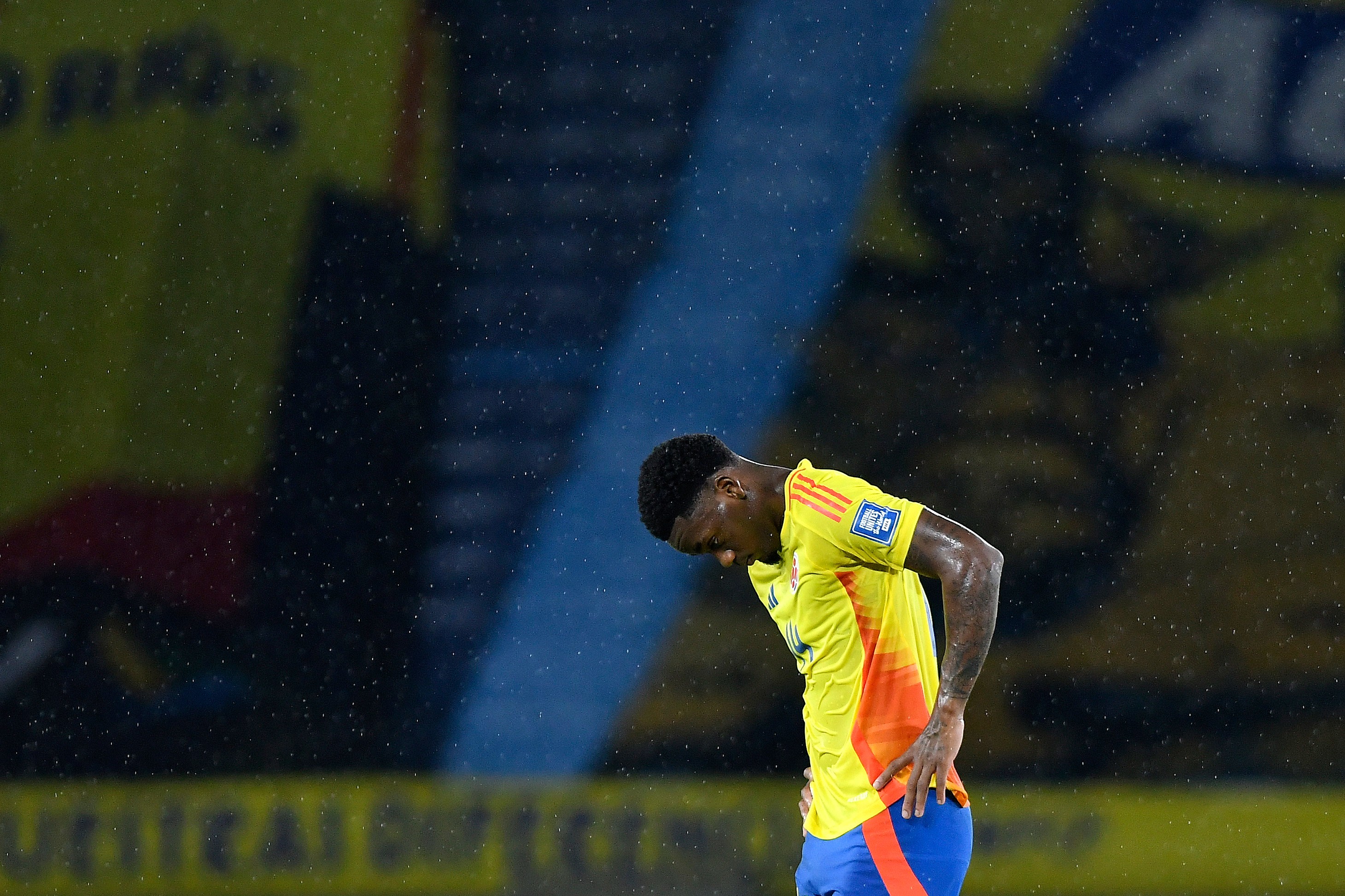 Jhon Duran of Colombia looks dejected