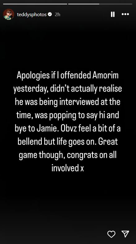 Ed Sheeran's Instagram apology to Ruben Amorim