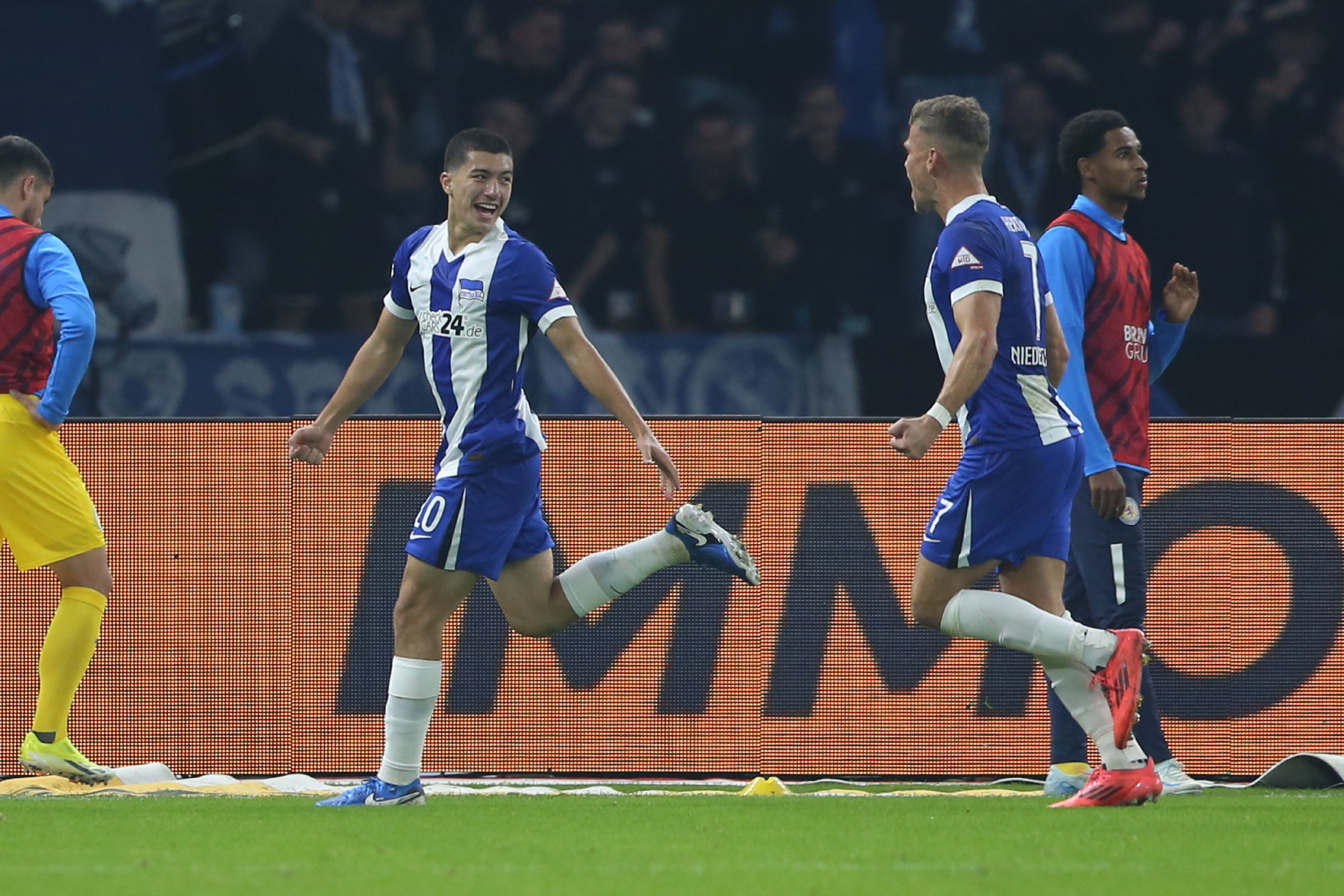 Ibrahim Maza celebrates scoring