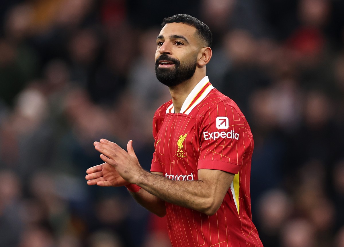 Mohamed Salah celebrates a goal for Liverpool