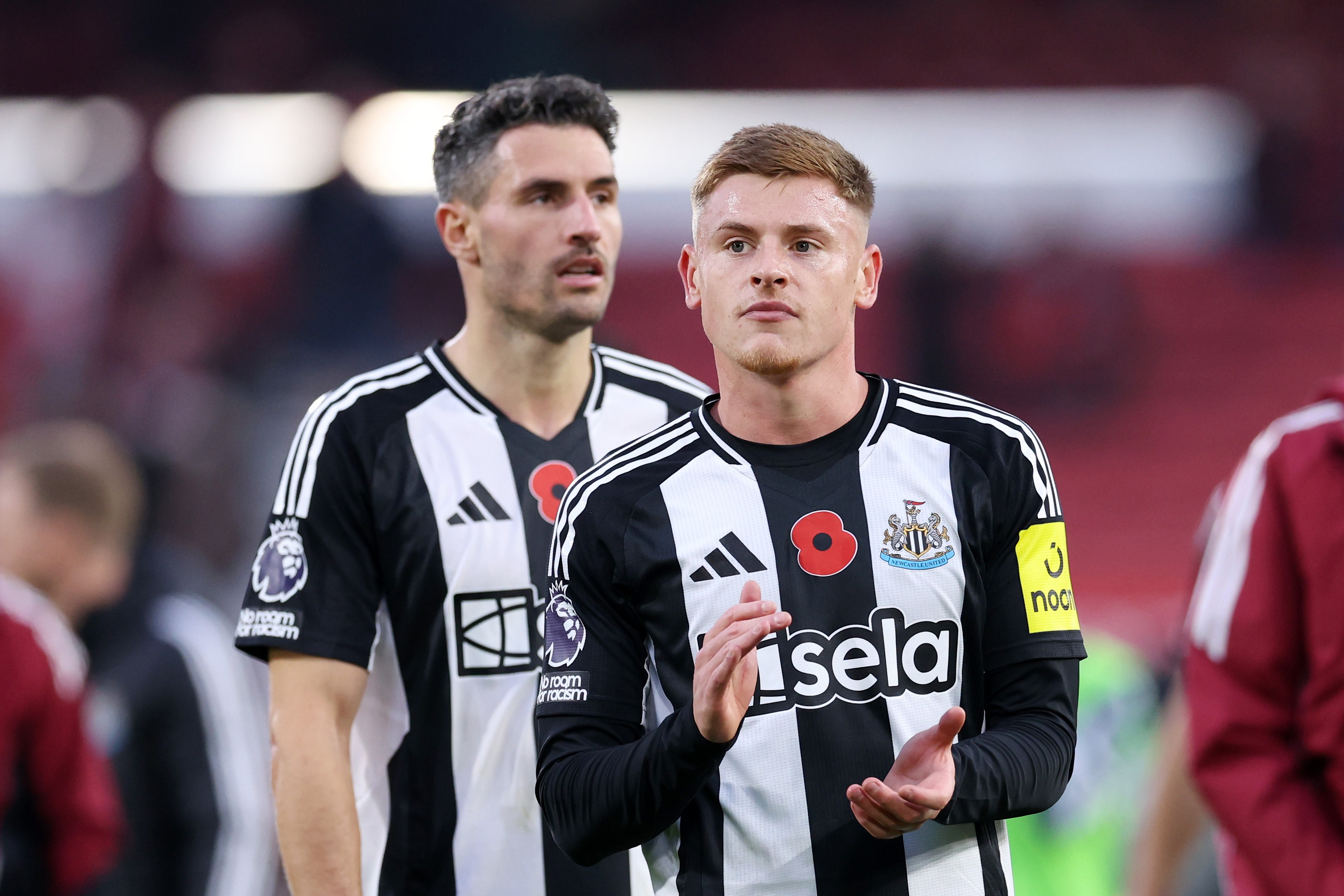 Harvey Barnes of Newcastle United acknowledges the fans