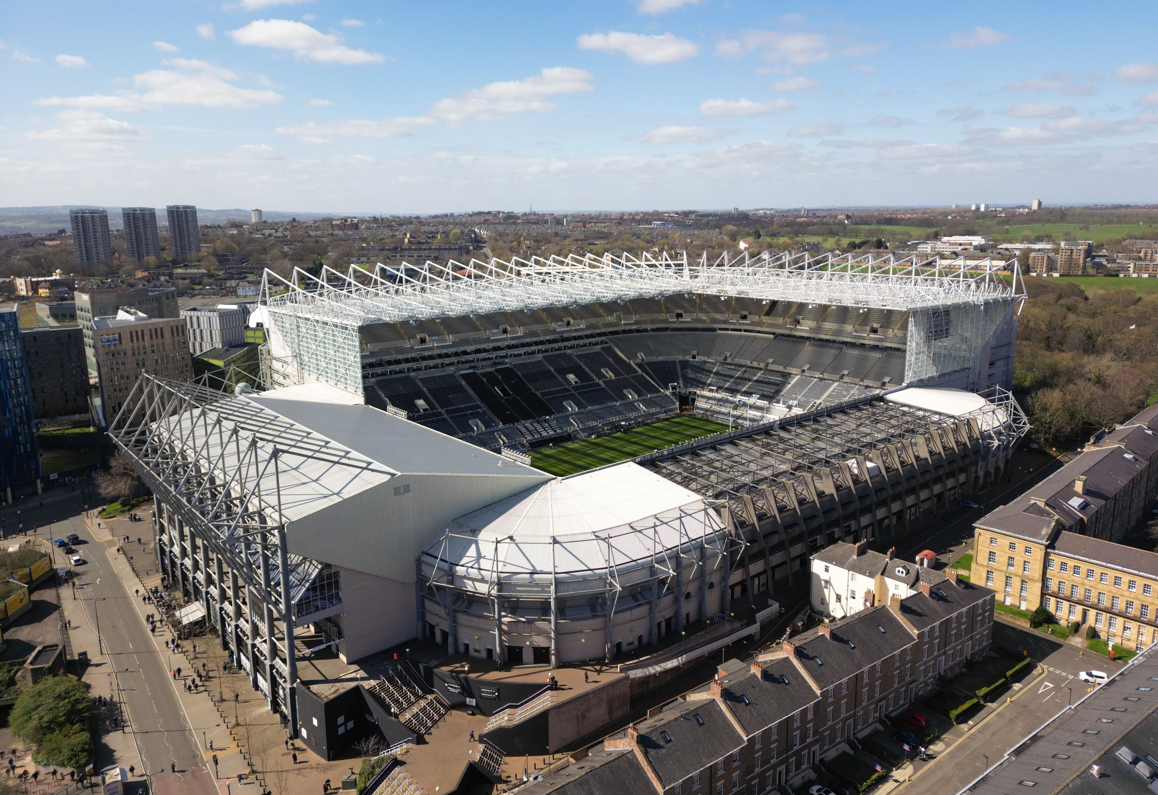 Aerial view of St. James Park, Newcastle