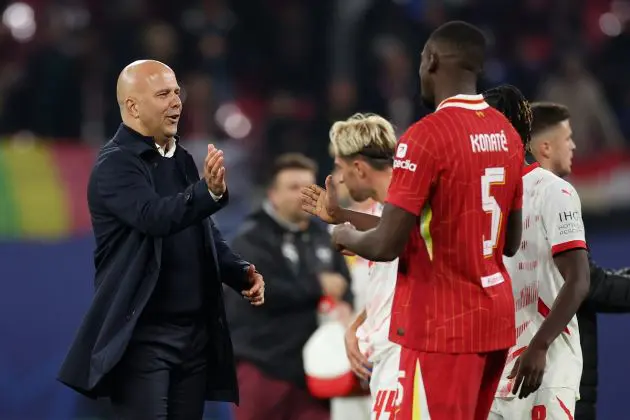 Liverpool manager Arne Slot and defender Ibrahima Konate