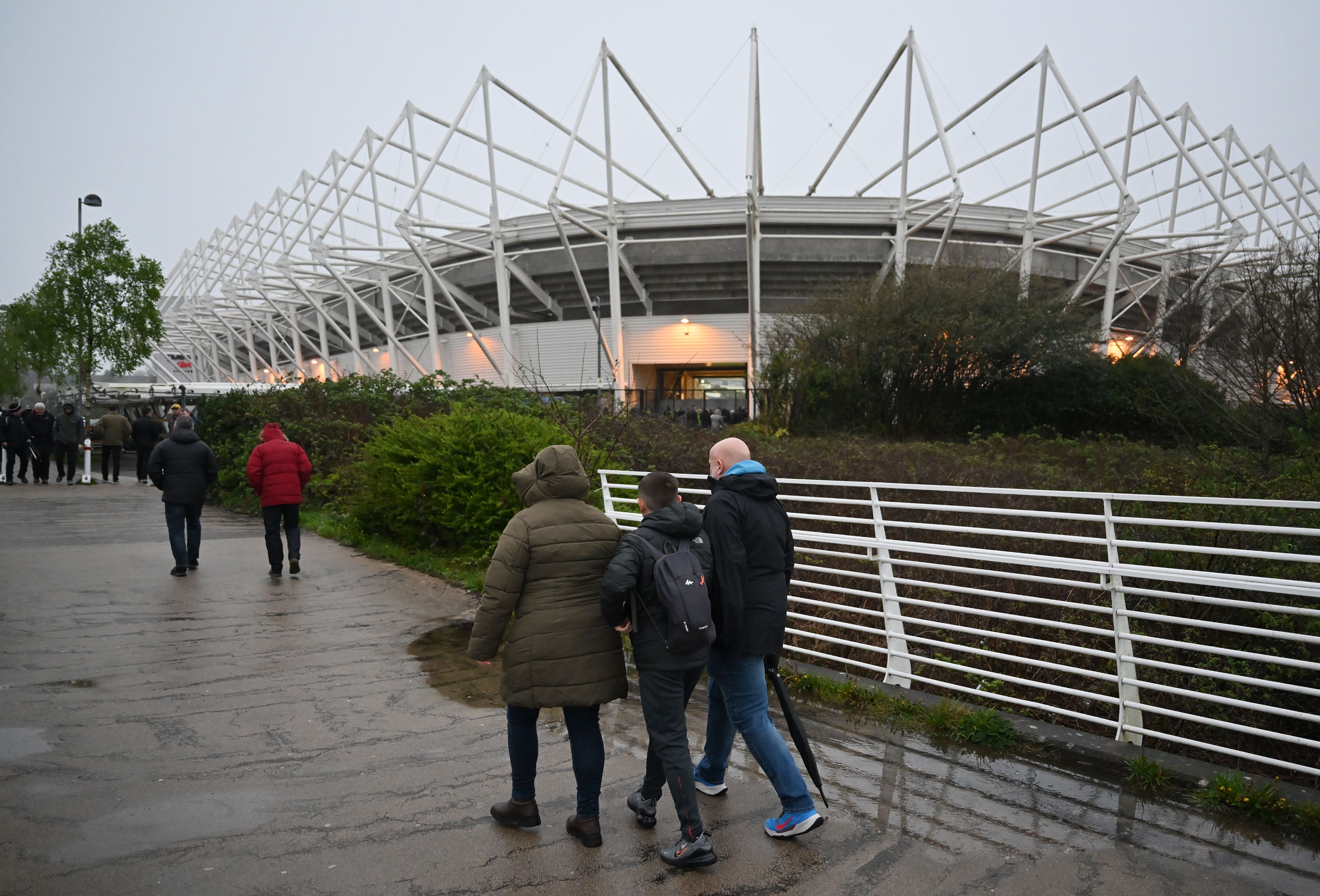 General view as fans make their way to Swansea stadium